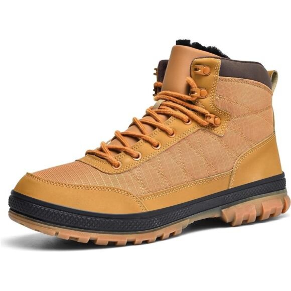 Men\'s Snow Boots Lightweight Waterproof Winter Boots Fur Lined Anti-slip Shoes